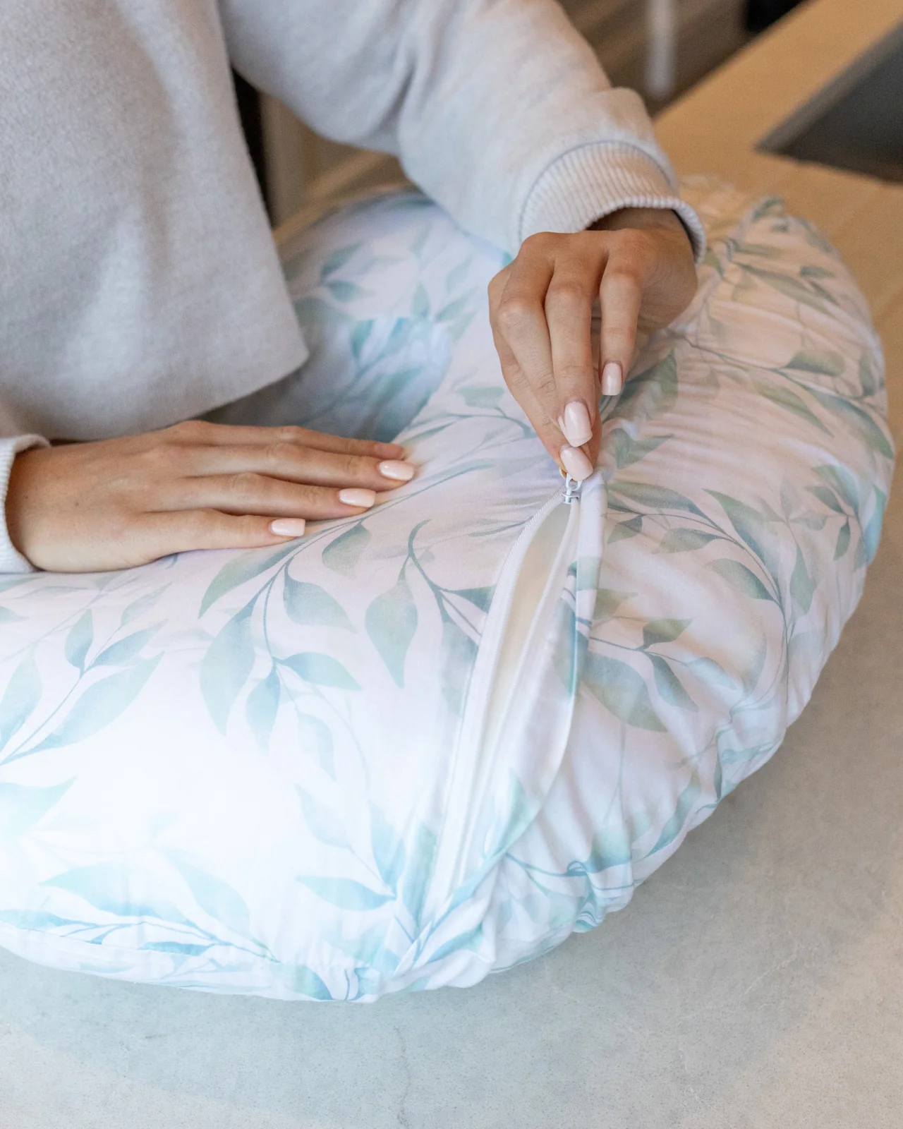 BABYGO® Green Leaf Nursing Pillow Cover - Image 5