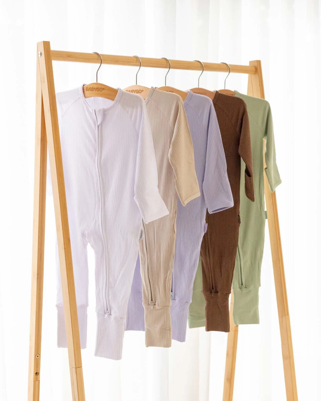 BABYGO® Sage Ribbed Zip Sleepsuit - Image 4