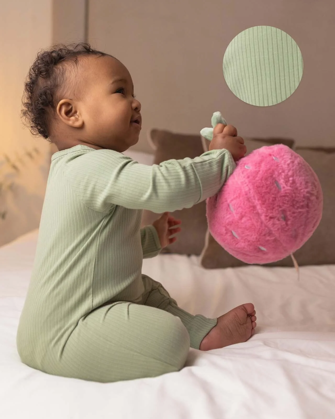 BABYGO® Sage Ribbed Zip Sleepsuit - Image 5
