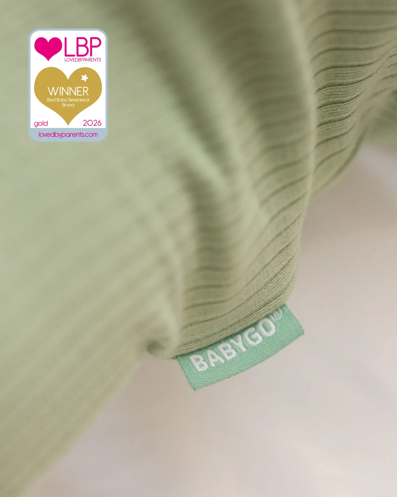 BABYGO® Sage Ribbed Zip Sleepsuit - Image 6