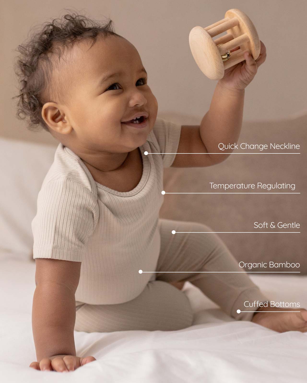 BABYGO® Oatmeal Short Ribbed Bodysuit & Leggings - Image 3