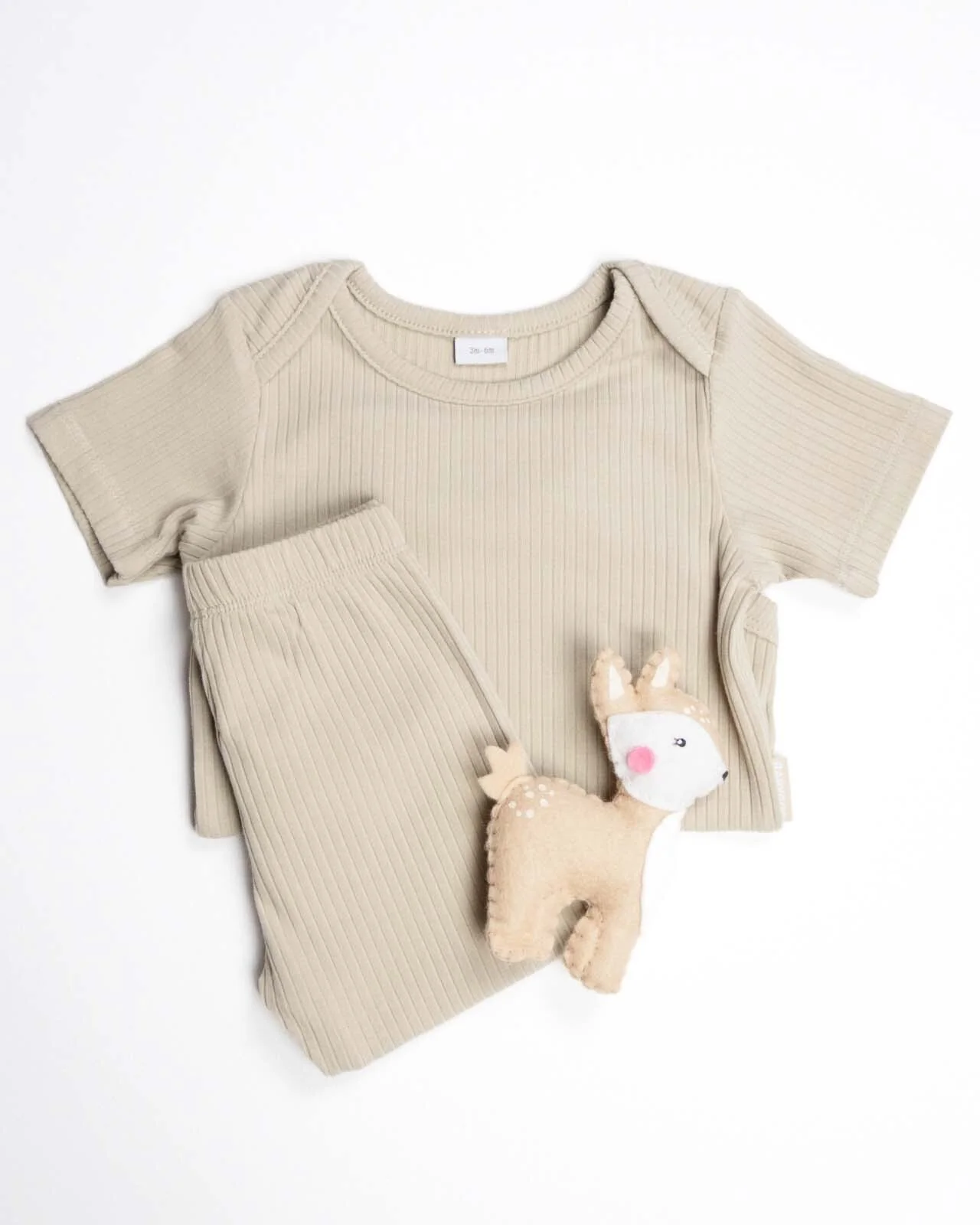 BABYGO® Oatmeal Short Ribbed Bodysuit & Leggings - Image 6