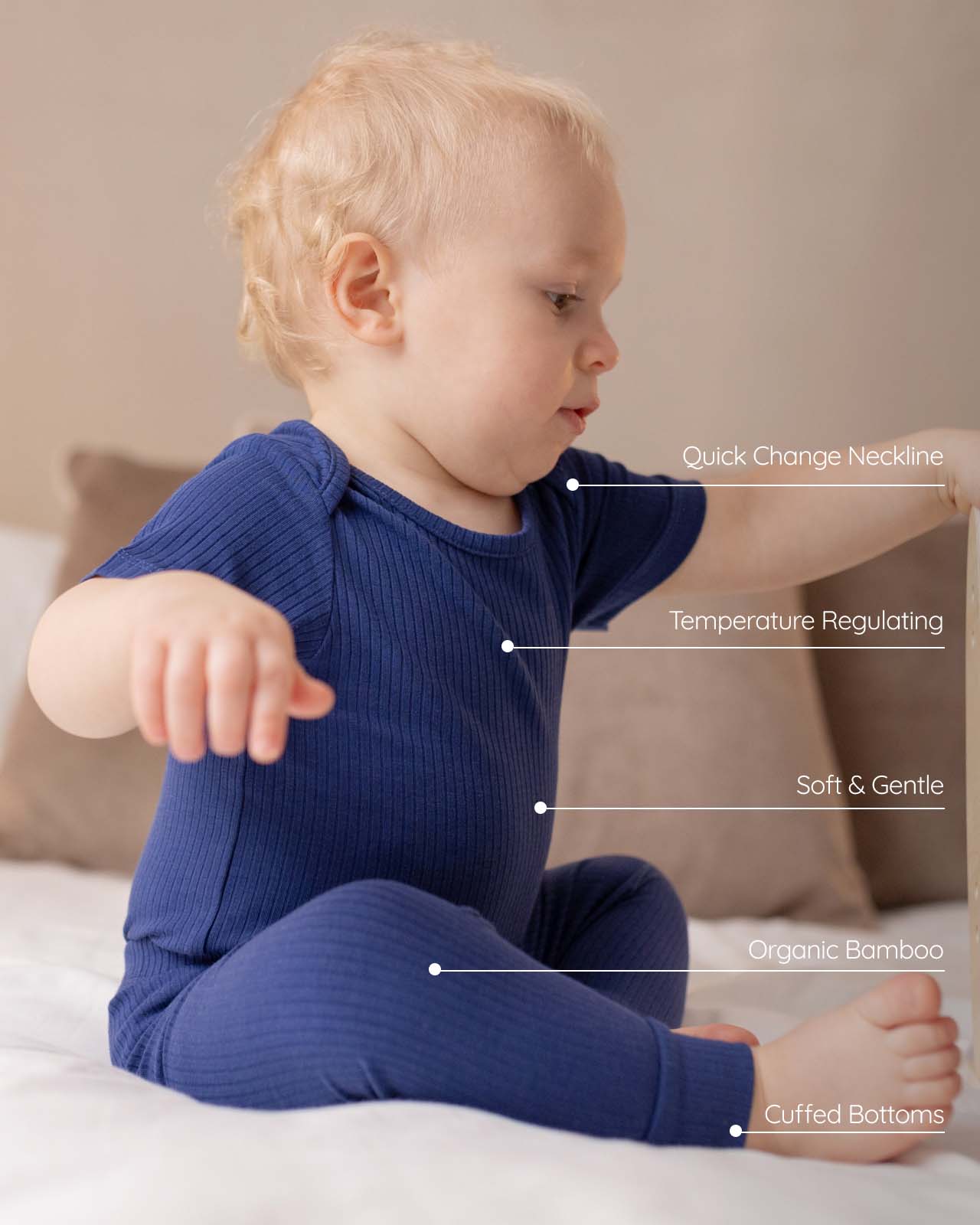 BABYGO® Navy Short Ribbed Bodysuit & Leggings - Image 3