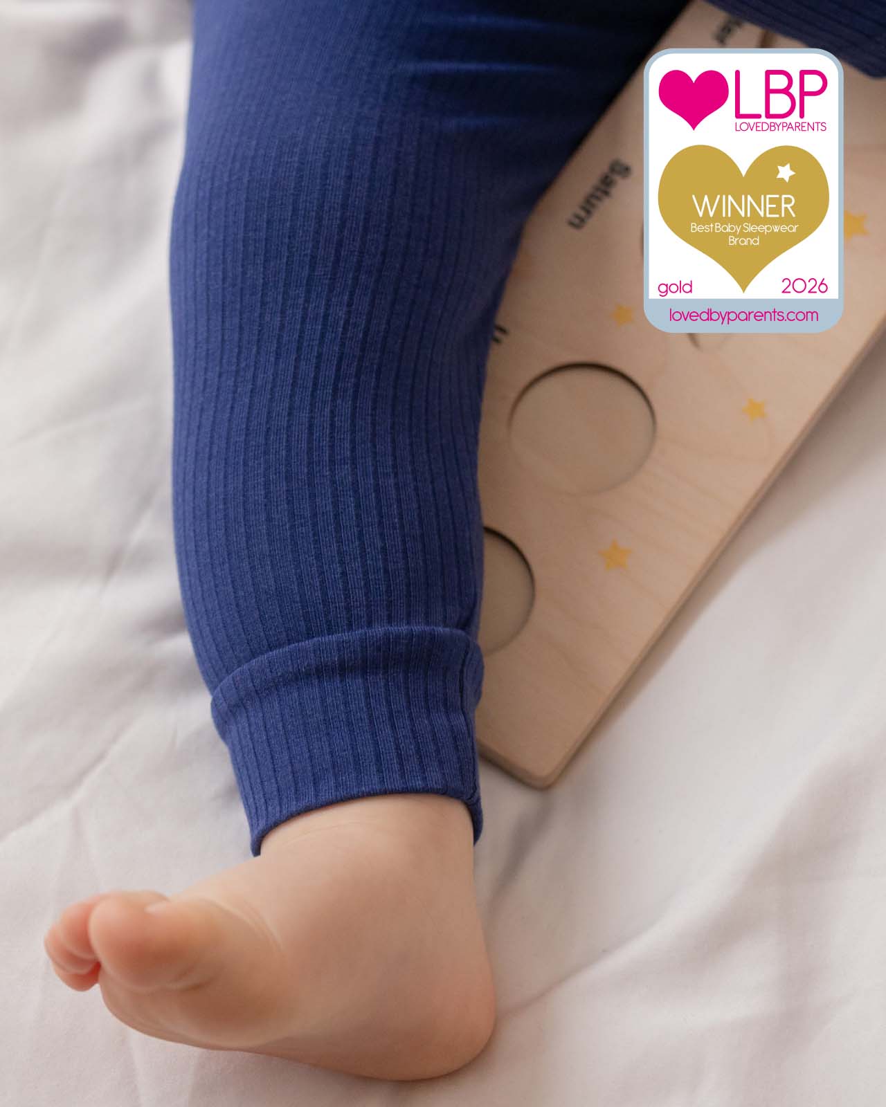 BABYGO® Navy Short Ribbed Bodysuit & Leggings - Image 5