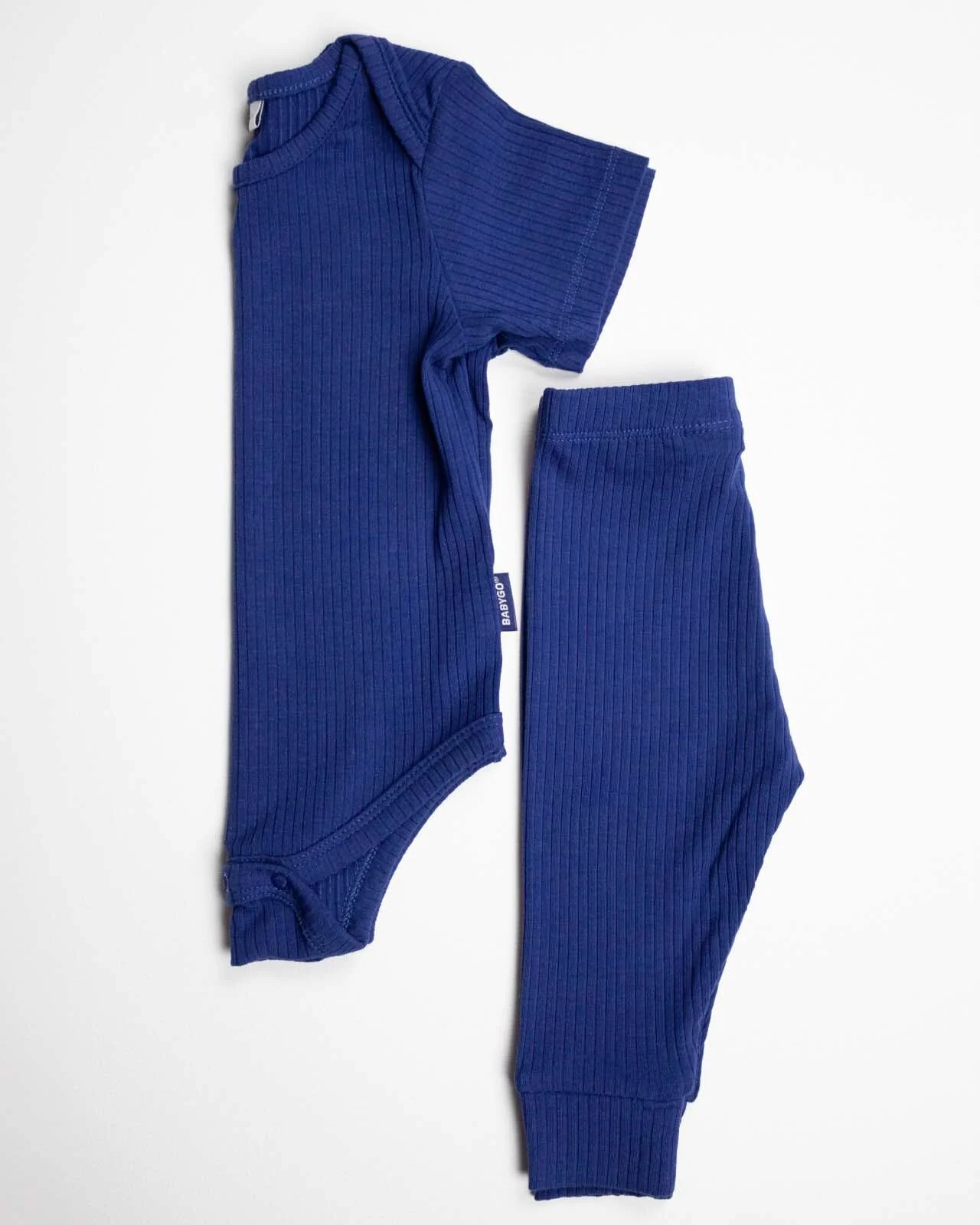 BABYGO® Navy Short Ribbed Bodysuit & Leggings - Image 6