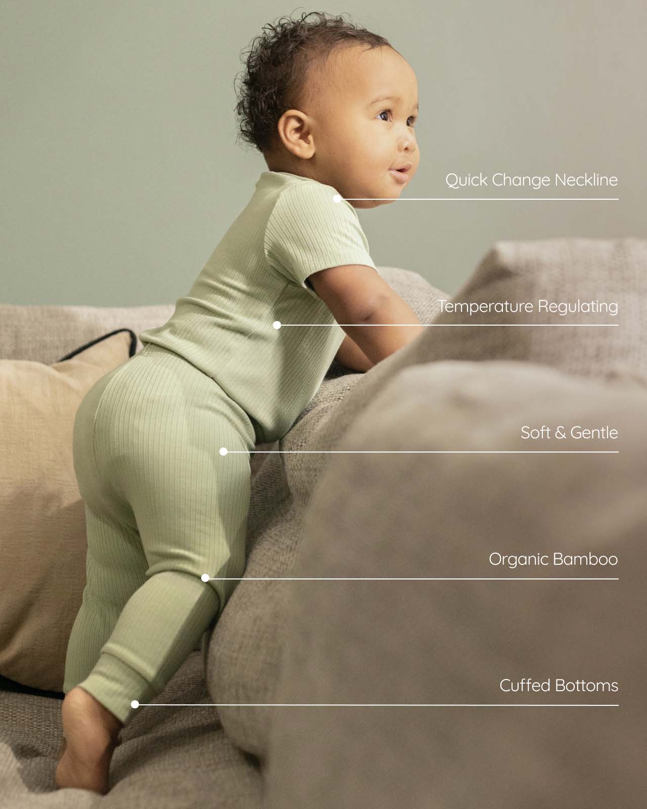BABYGO® Sage Short Ribbed Bodysuit & Leggings - Image 3