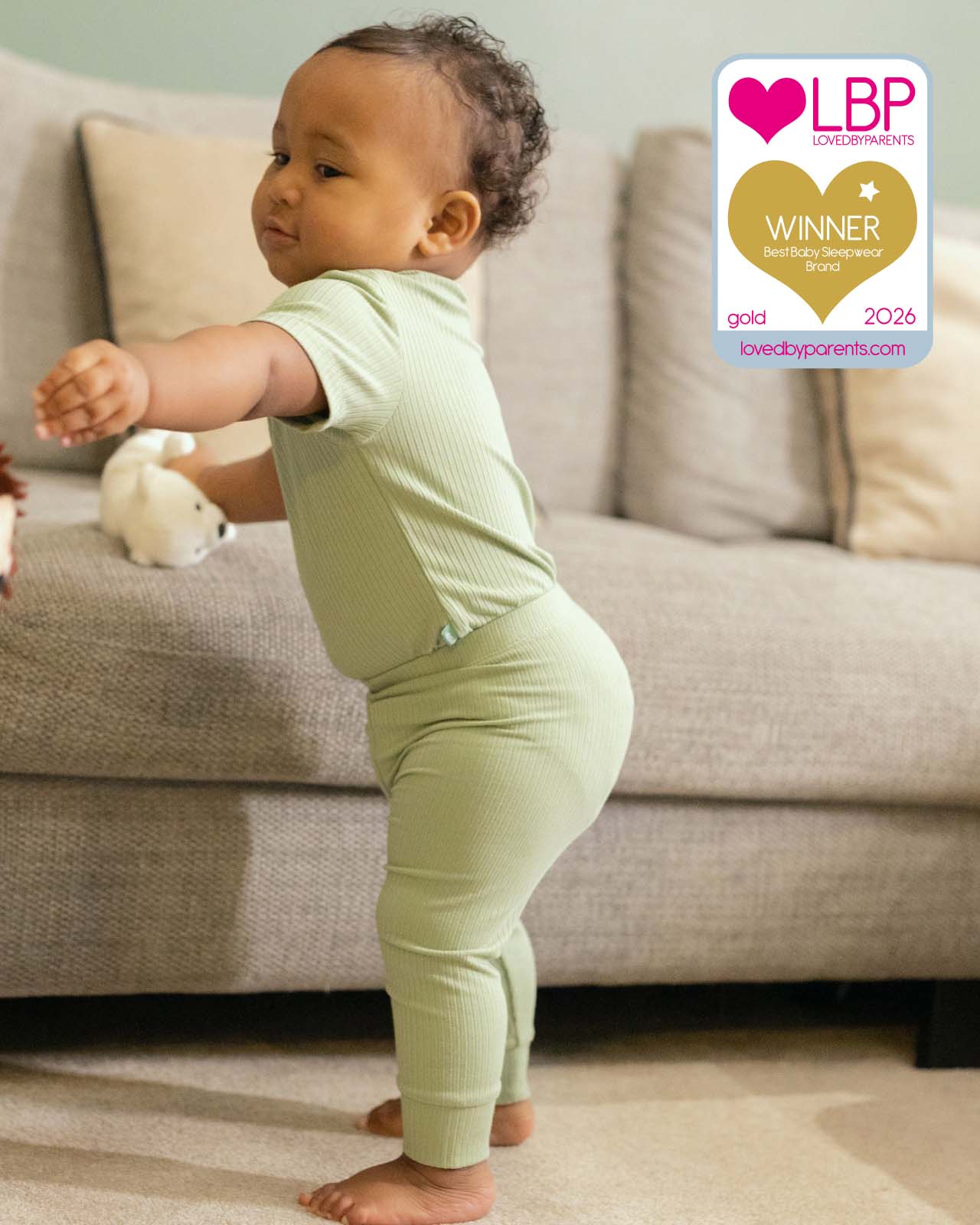 BABYGO® Sage Short Ribbed Bodysuit & Leggings - Image 5