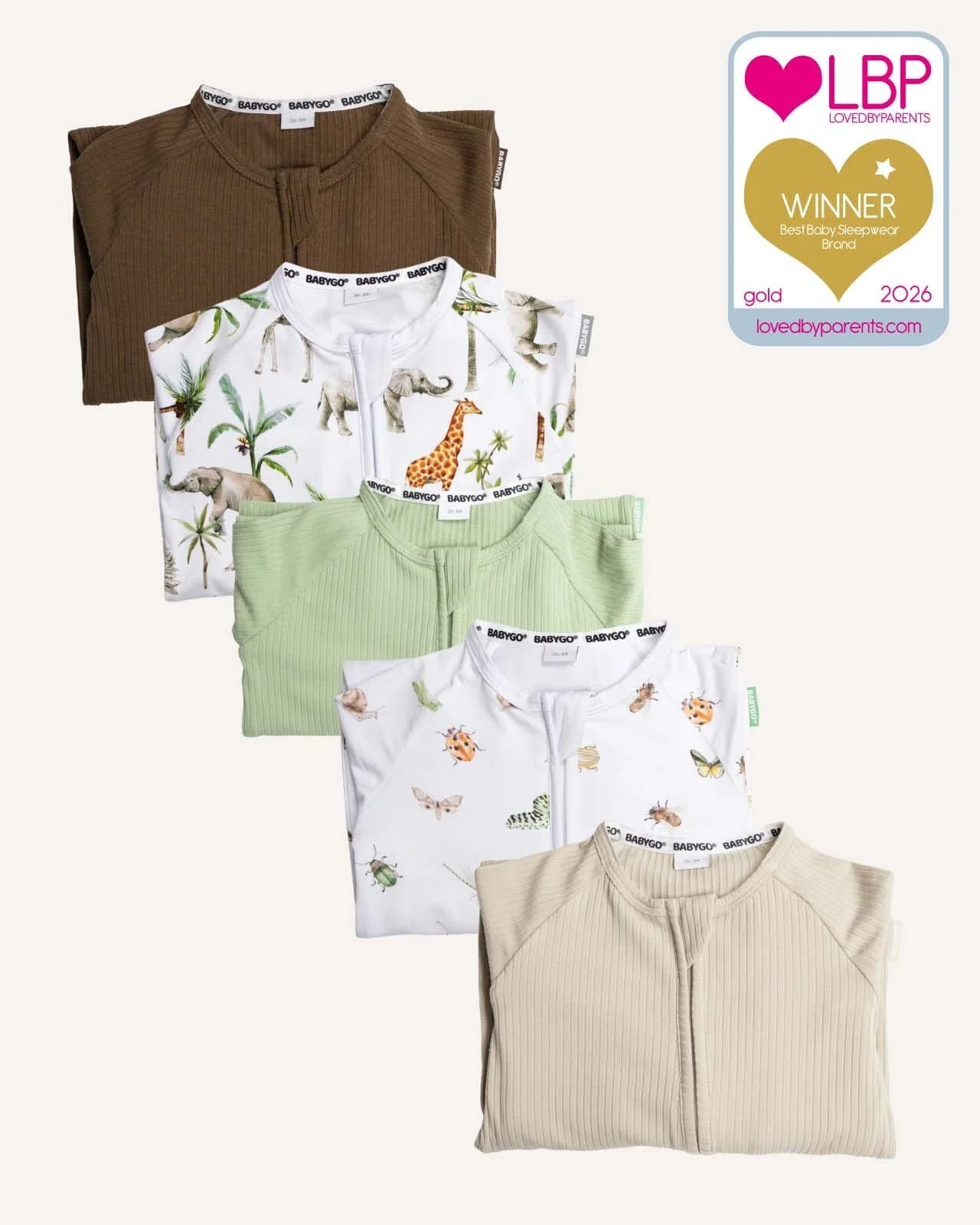 BABYGO® Zip Sleepsuit | 5 Pack | Nature Edit - Image 3