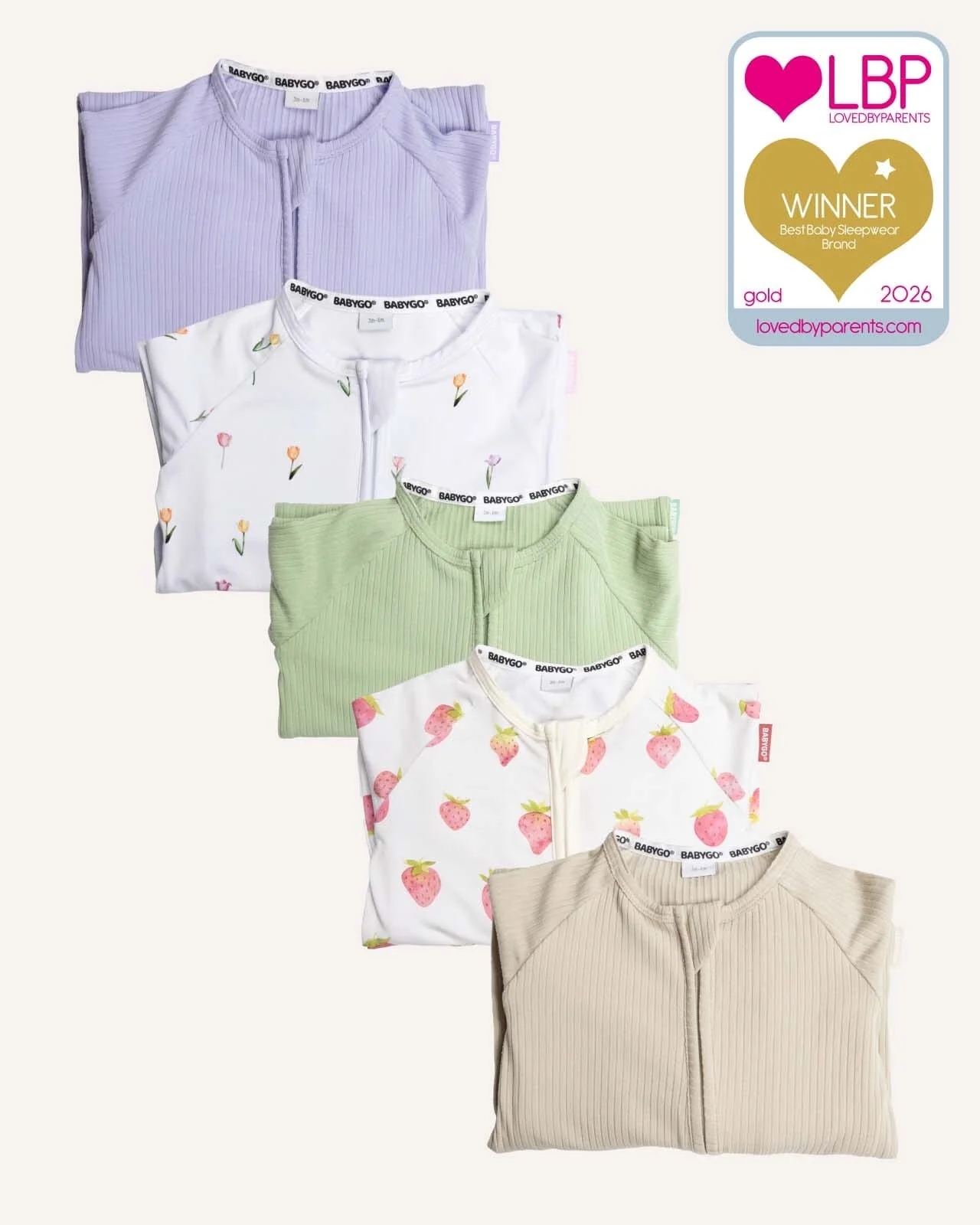 BABYGO® Zip Sleepsuit | 5 Pack | Spring Edit - Image 3