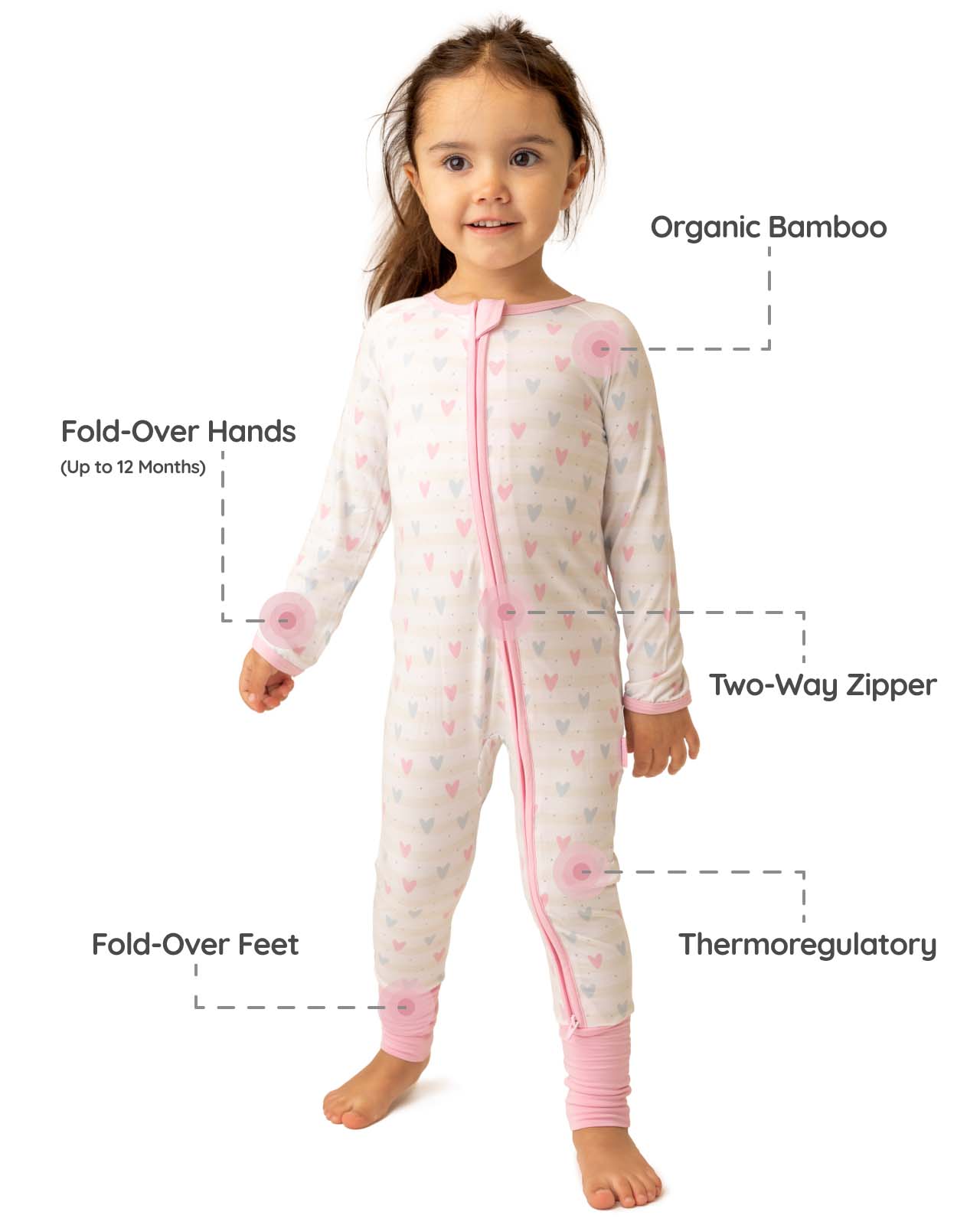 BABYGO® Heart Zip Sleepsuit - Image 3