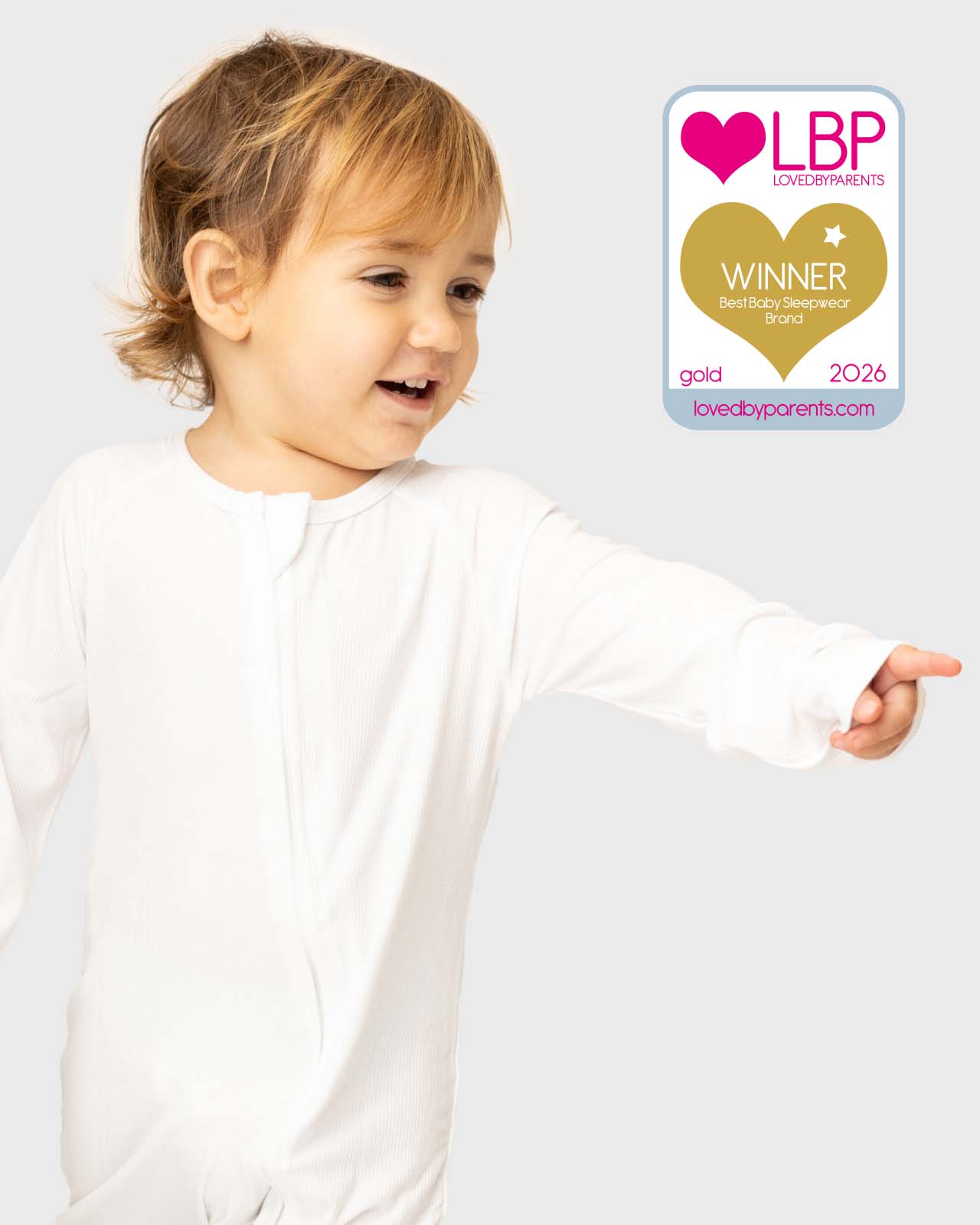 BABYGO® White Ribbed Zip Sleepsuit - Image 4