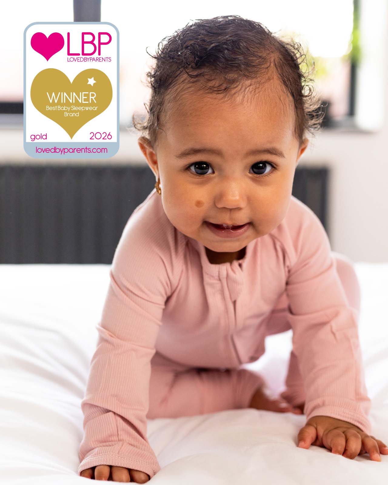 BABYGO® Dusty Pink Ribbed Zip Sleepsuit - Image 6