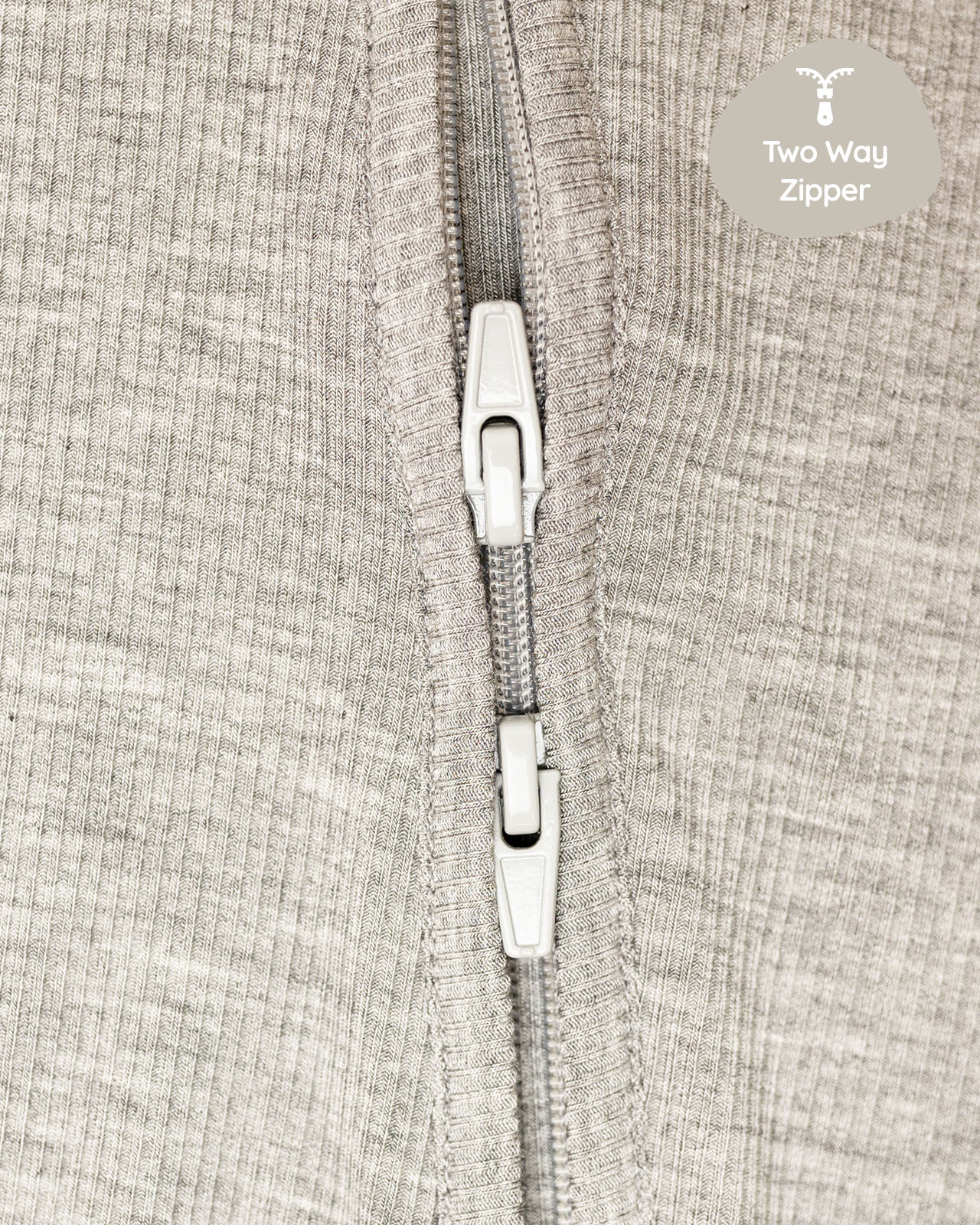 BABYGO® Grey Ribbed Zip Sleepsuit - Image 5