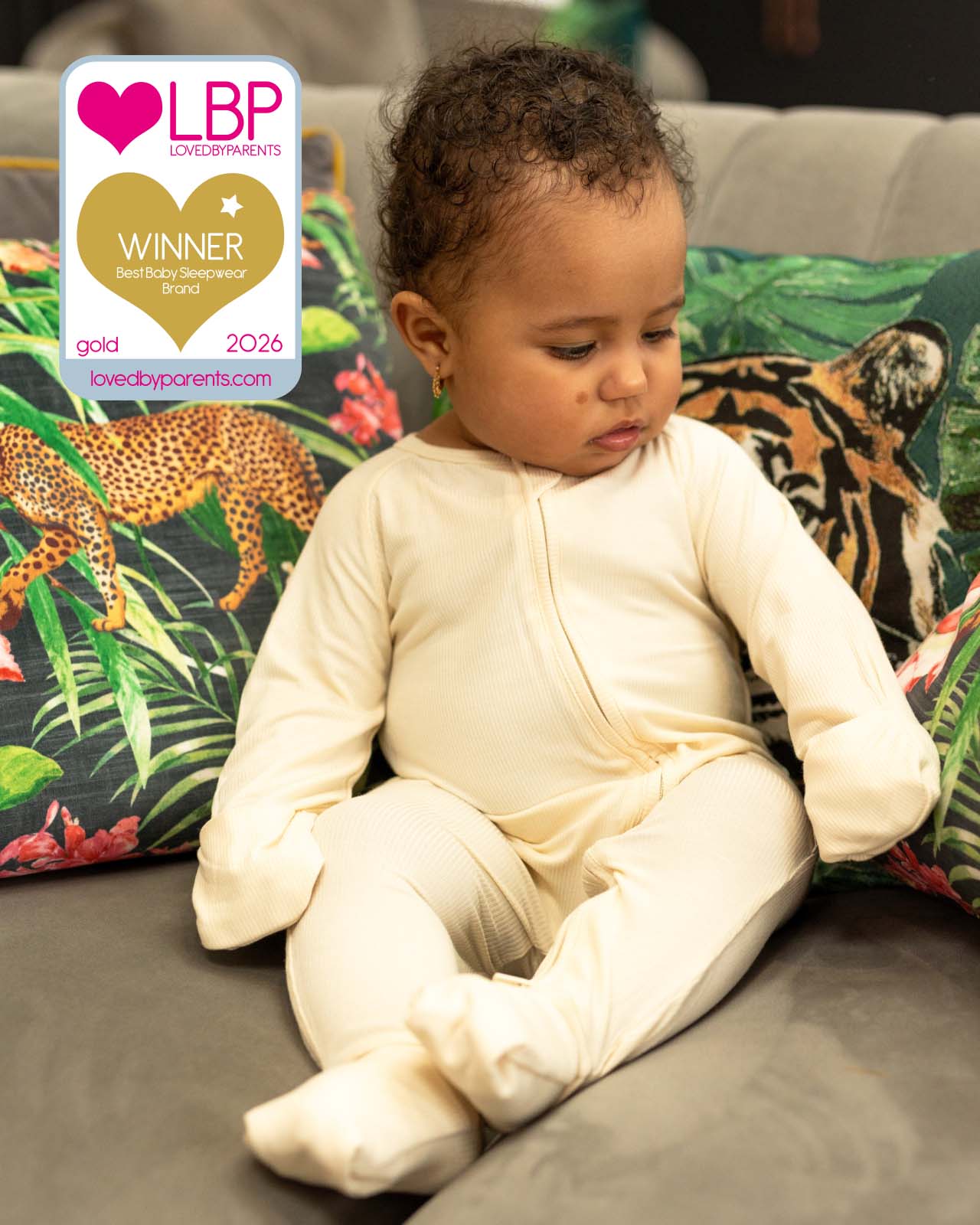 BABYGO® Ivory Ribbed Zip Sleepsuit - Image 4