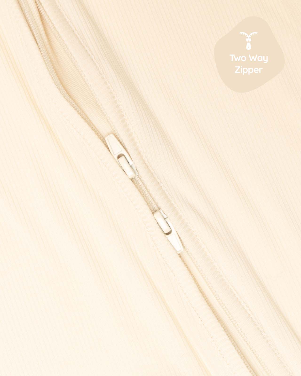 BABYGO® Ivory Ribbed Zip Sleepsuit - Image 5