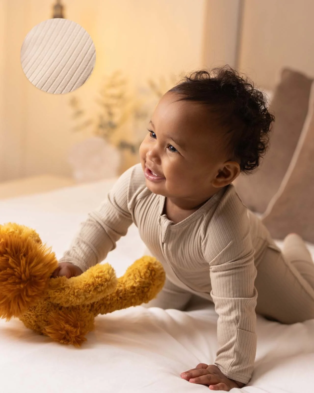 BABYGO® Oatmeal Ribbed Zip Sleepsuit - Image 5