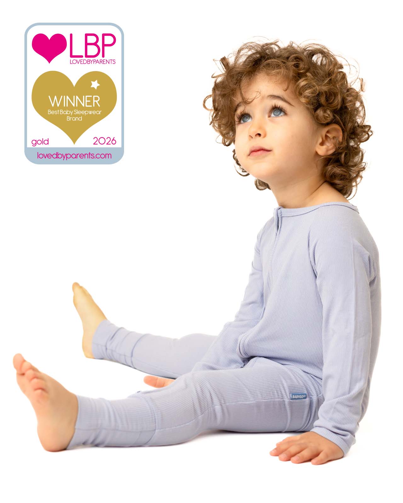 BABYGO® Slate Blue Ribbed Zip Sleepsuit - Image 3