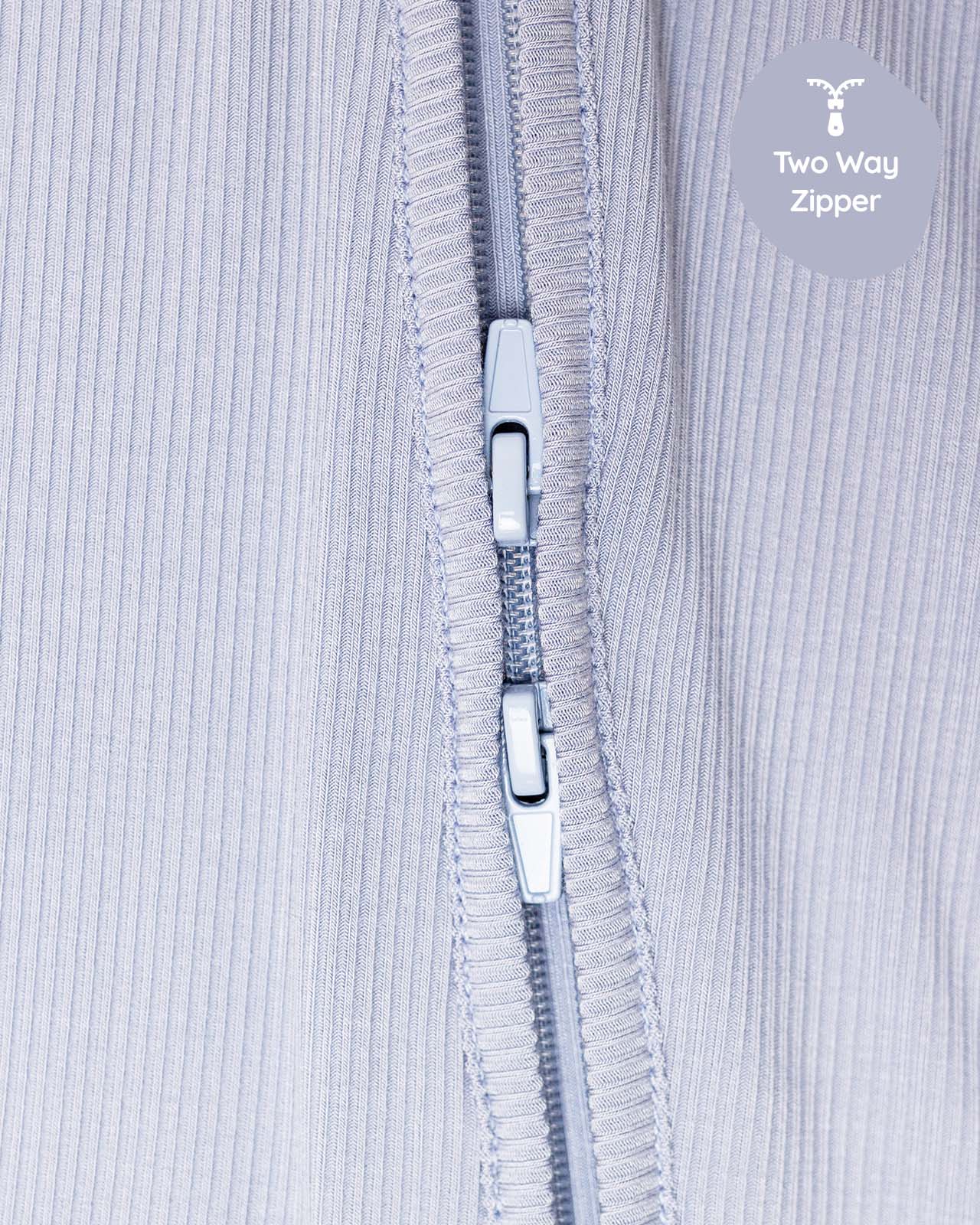 BABYGO® Slate Blue Ribbed Zip Sleepsuit - Image 5