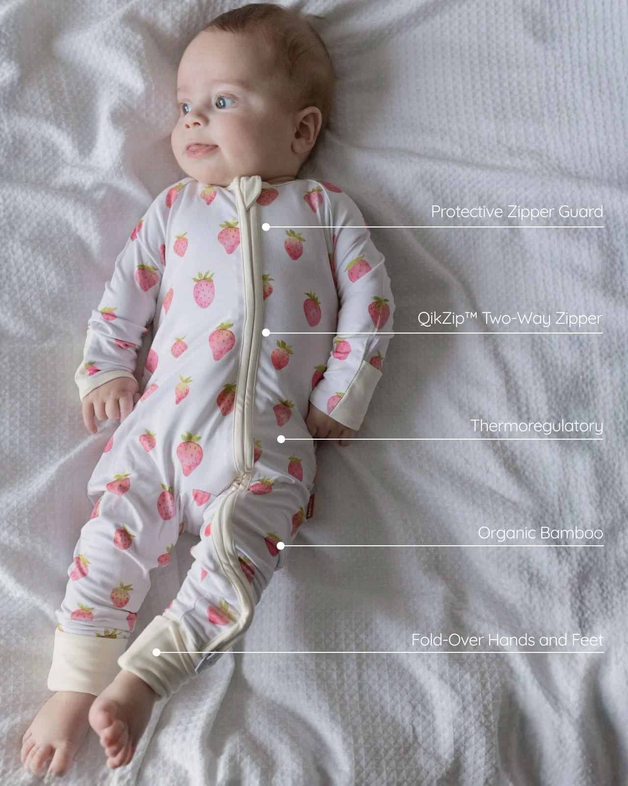 BABYGO® Strawberries & Cream Zip Sleepsuit - Image 3