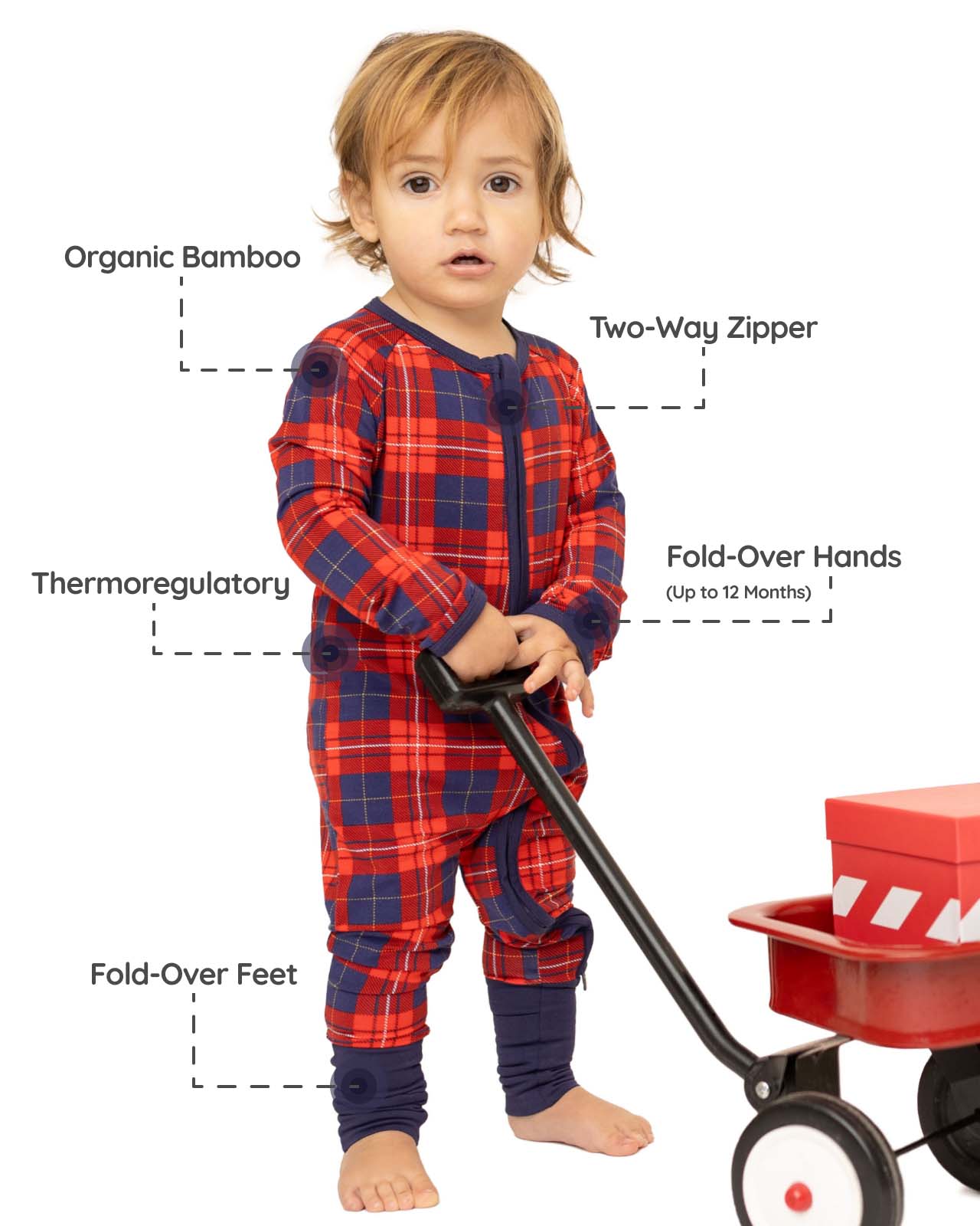 BABYGO® Tartan Zip Sleepsuit - Image 3
